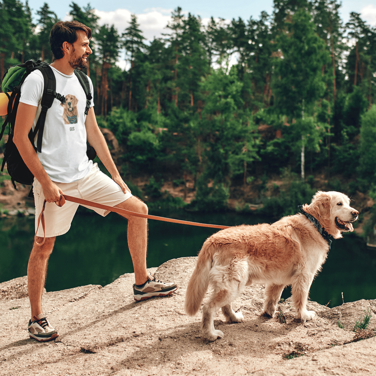 t shirt mockup featuring a man hiking with his dog m21236 r el2 square 1