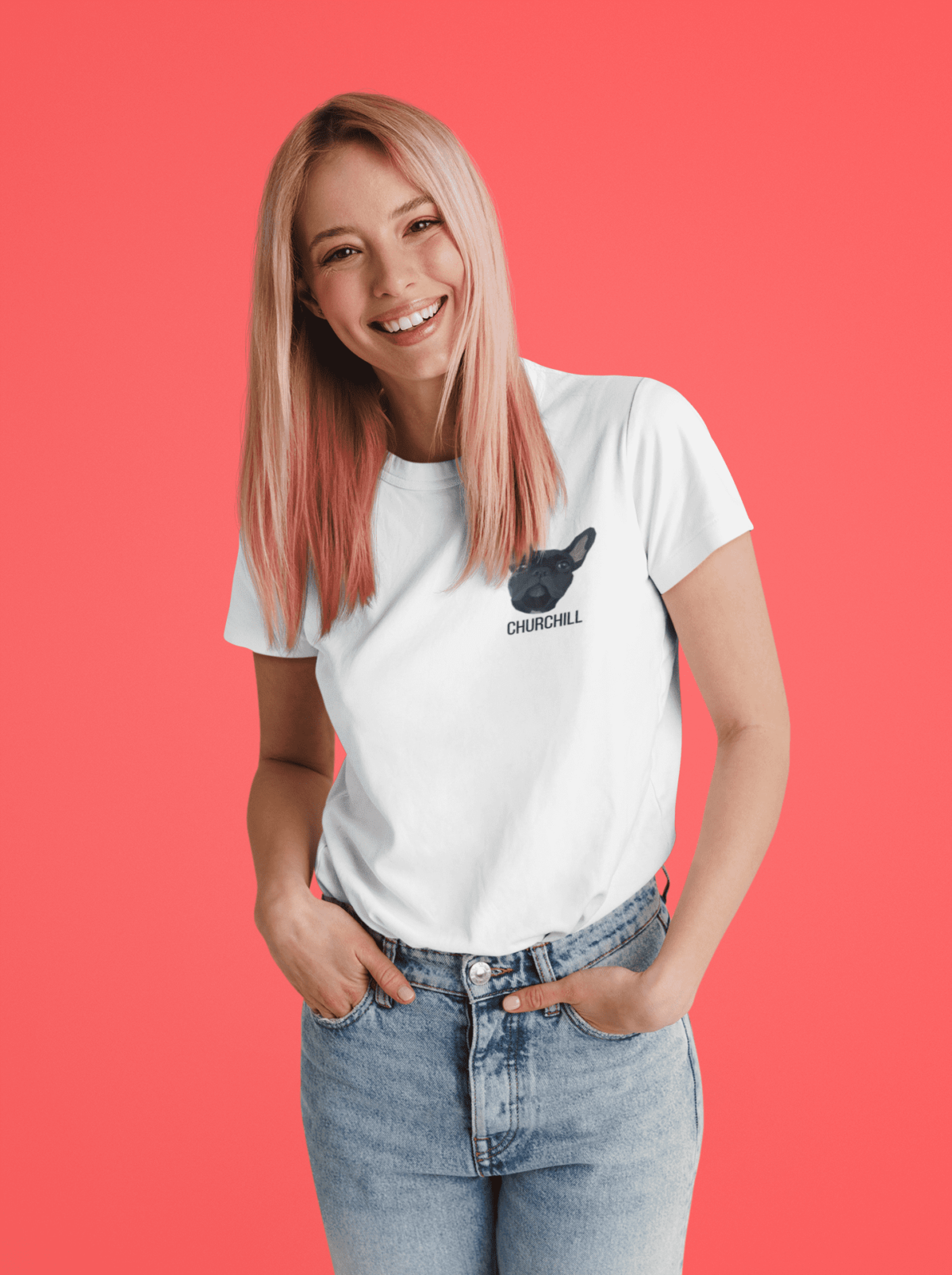 t shirt mockup of a rose gold haired woman wearing jeans m24255 r el2 1